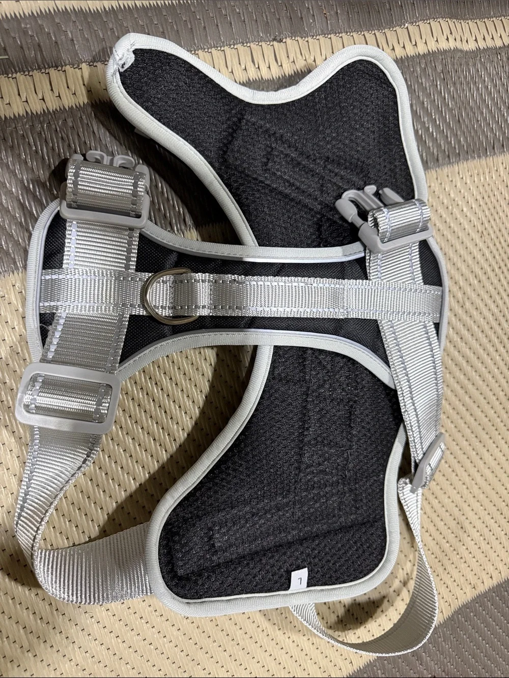 PicePet Large Reflective Black Silver Dog Harness